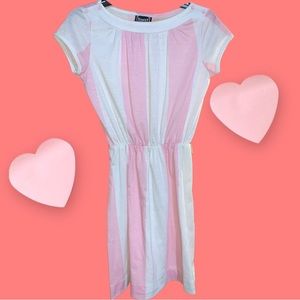 1980s Pastel Pink and White striped shift dress